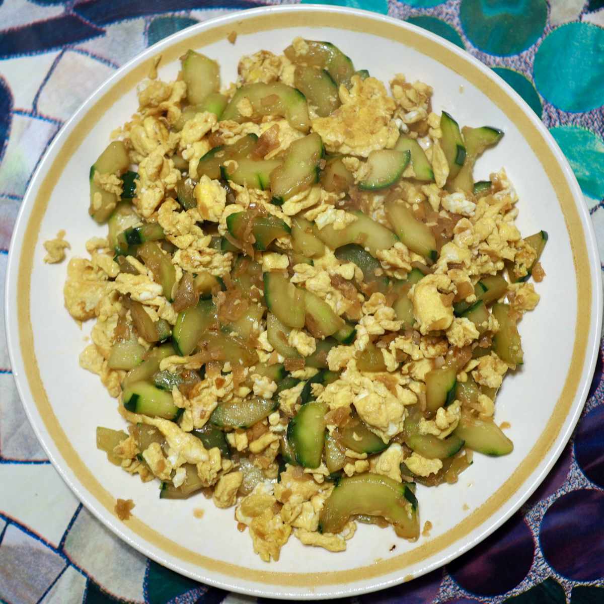 Cucumber egg stir fry