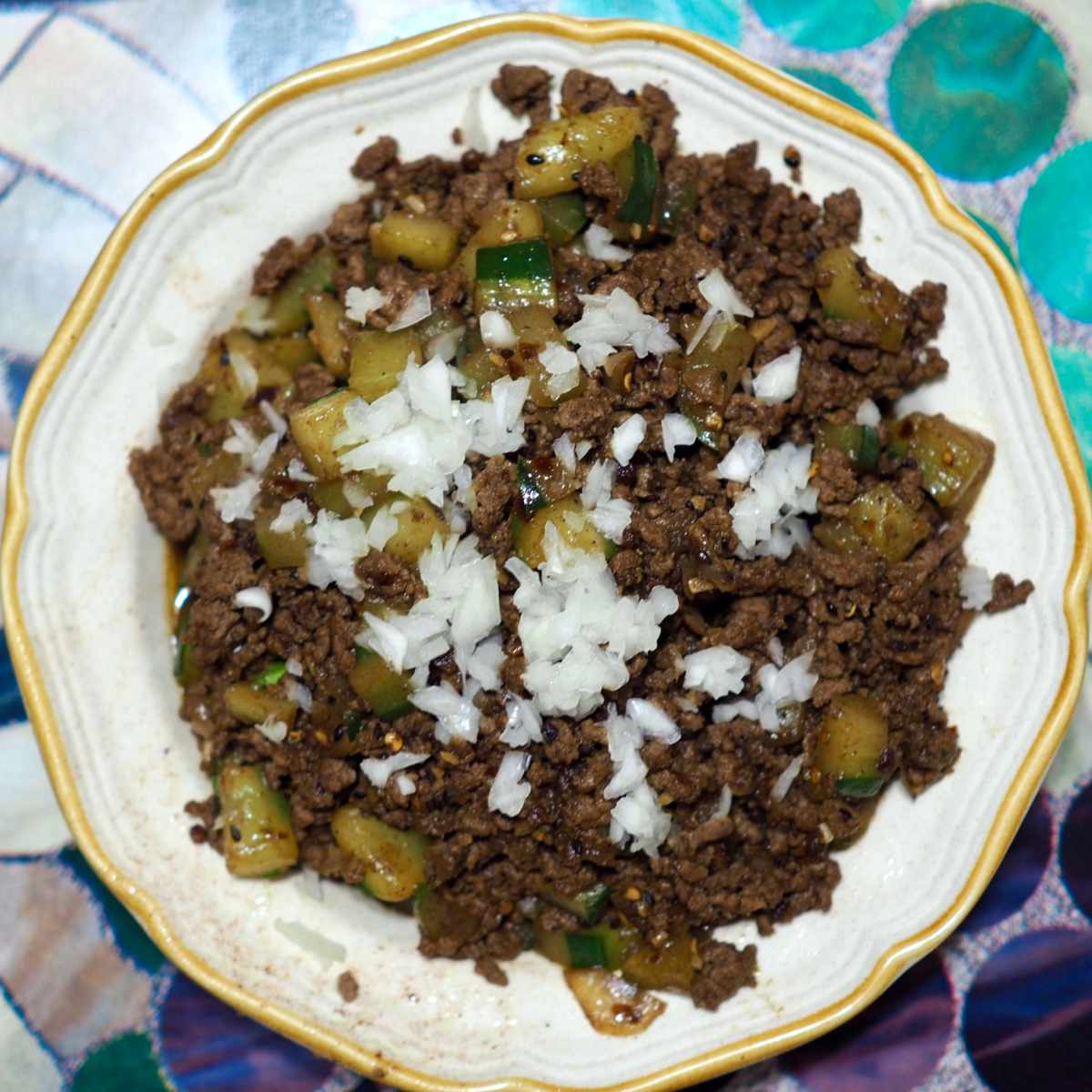 Szechuan cucumber mince