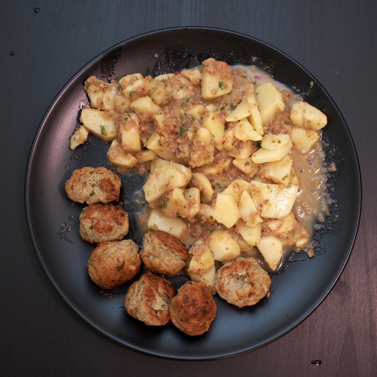Meatballs potato salad